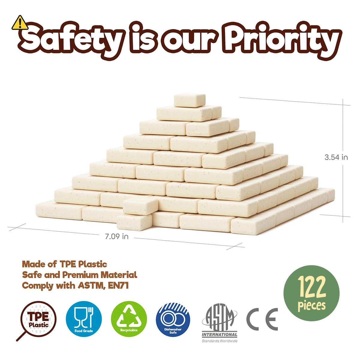 Arch-Kid-Tech® Egyptian Pyramid building toy made from safe premium materials certified to ASTM and EN71 standards