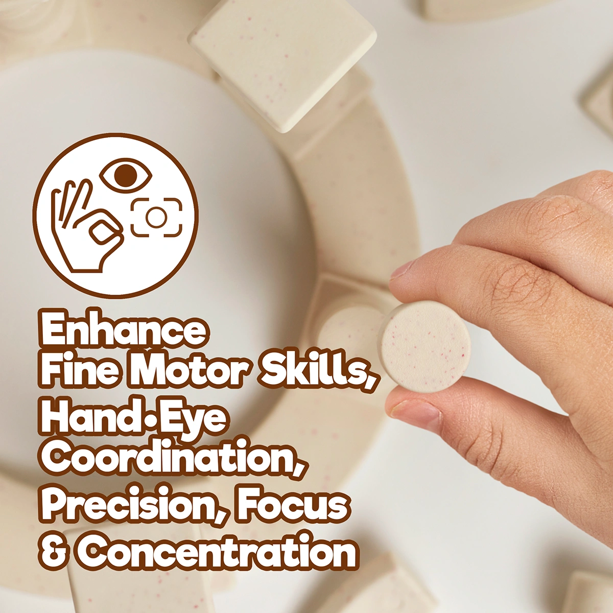 Child building Arch-Kid-Tech® Greek Dome toy to develop fine motor skills focus and hand-eye coordination