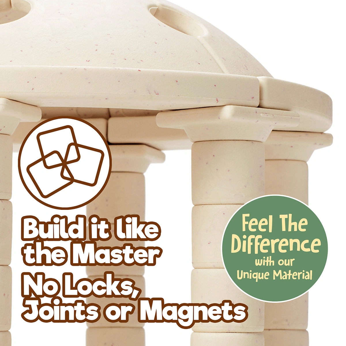 Arch-Kid-Tech® Greek Dome building toy using balance and stacking without locks joints or magnets