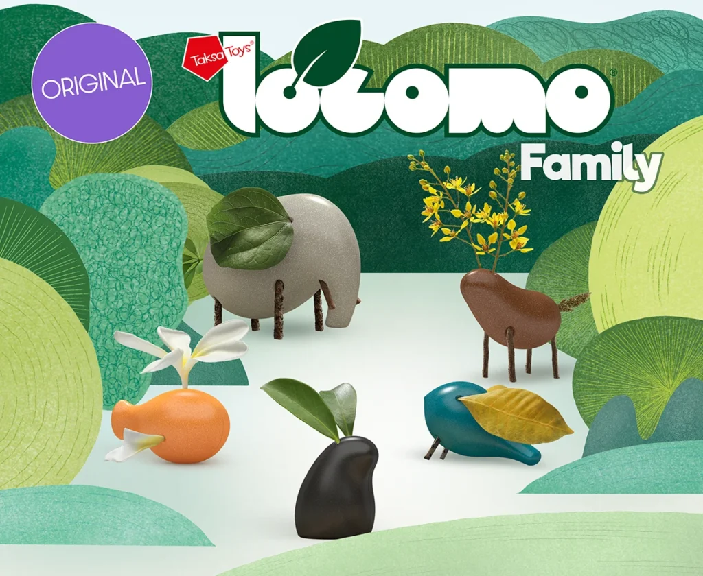 LOCOMO Family edition characters created with natural elements like leaves, flowers, and twigs