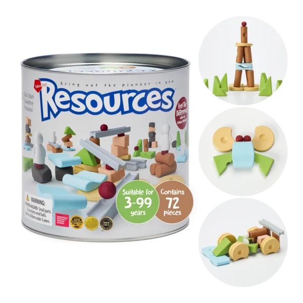 Resources® Standard Pack 72-piece open-ended building toy with balance and creative building examples