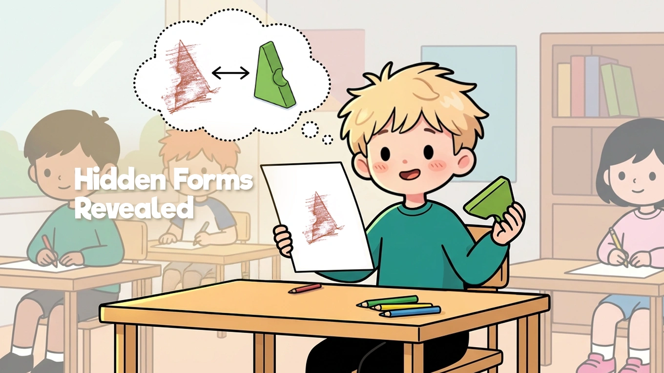 Child revealing a hidden texture rubbing using Resources® pieces and crayons in a classroom setting