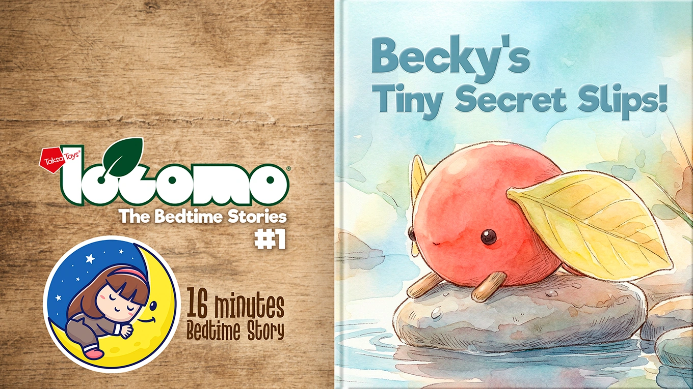LOCOMO® Bedtime Stories Episode 1, “Becky’s Tiny Secret Slips,” featuring a gentle illustrated scene of Becky in a calm nature setting.