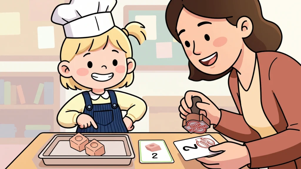 Adult and child checking a Resources order together during a hands-on counting activity.