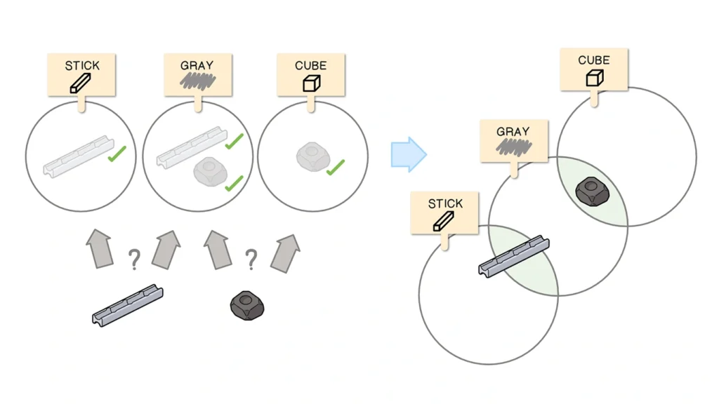 Resources® sorting activity showing overlapping house rules, where pieces can belong to more than one group